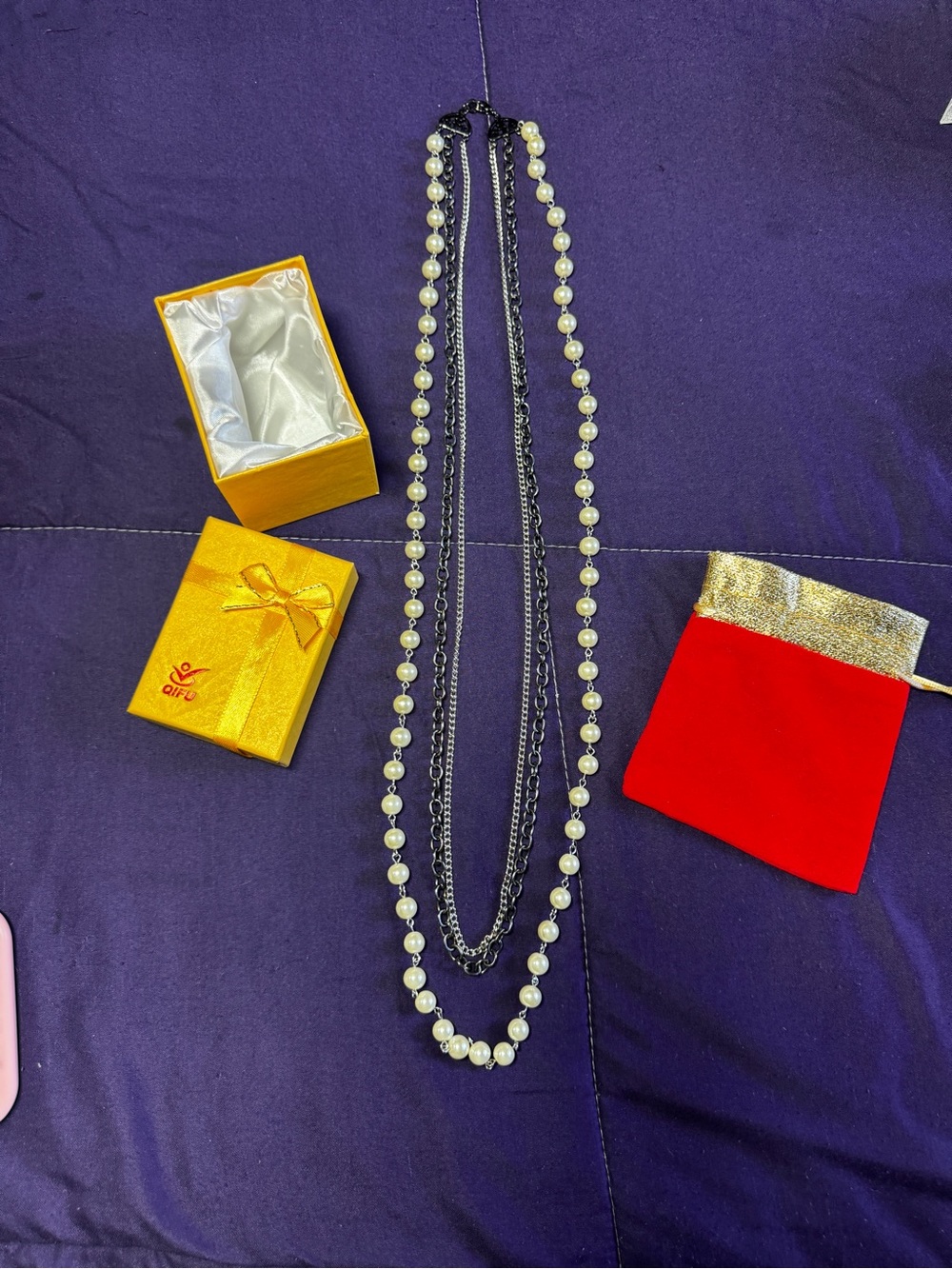 Layered Pearl and Silver Chain Necklace NWT